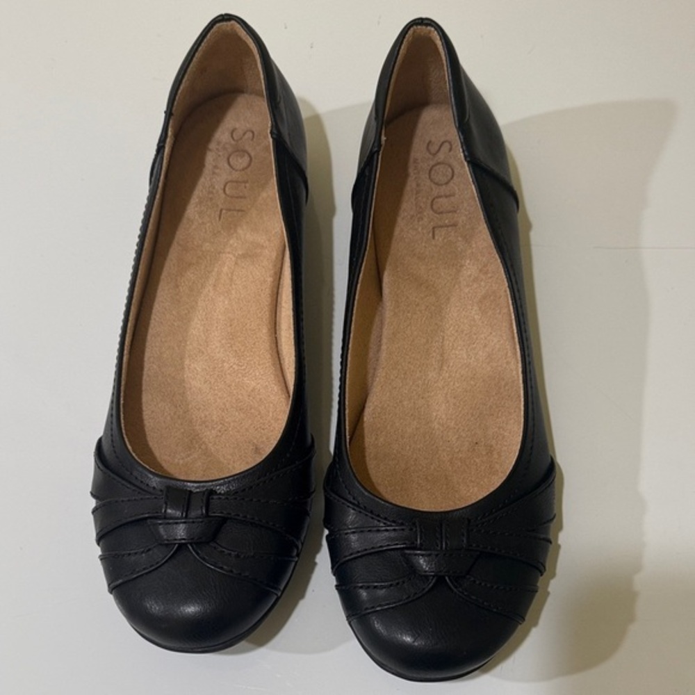 SOUL Naturalizer Black leather Women’s Flats with Bow Detail Size 9M